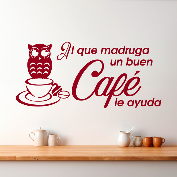 Stickers muraux: Al que madruga un buen café le ayuda