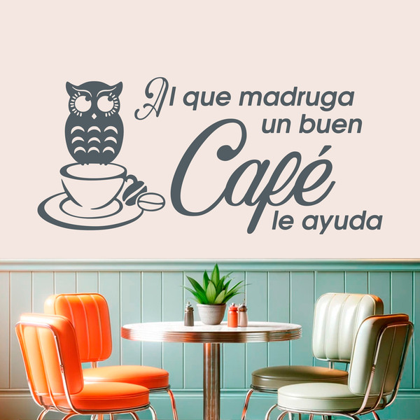 Stickers muraux: Al que madruga un buen café le ayuda