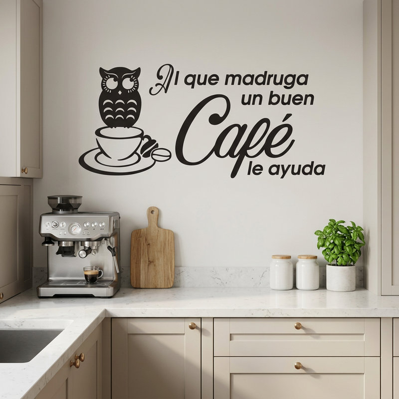 Stickers muraux: Al que madruga un buen caf&eacute; le ayuda