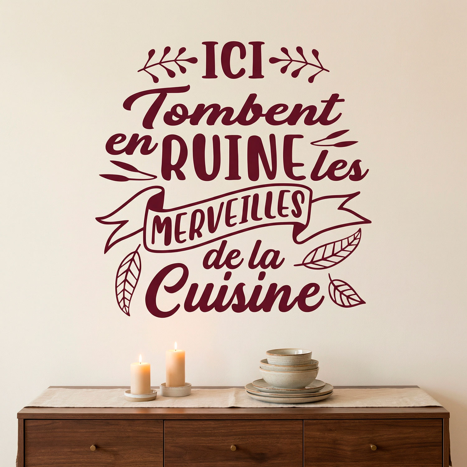 Stickers muraux: Ici Tombent en Ruine les Merveilles de la Cuisine
