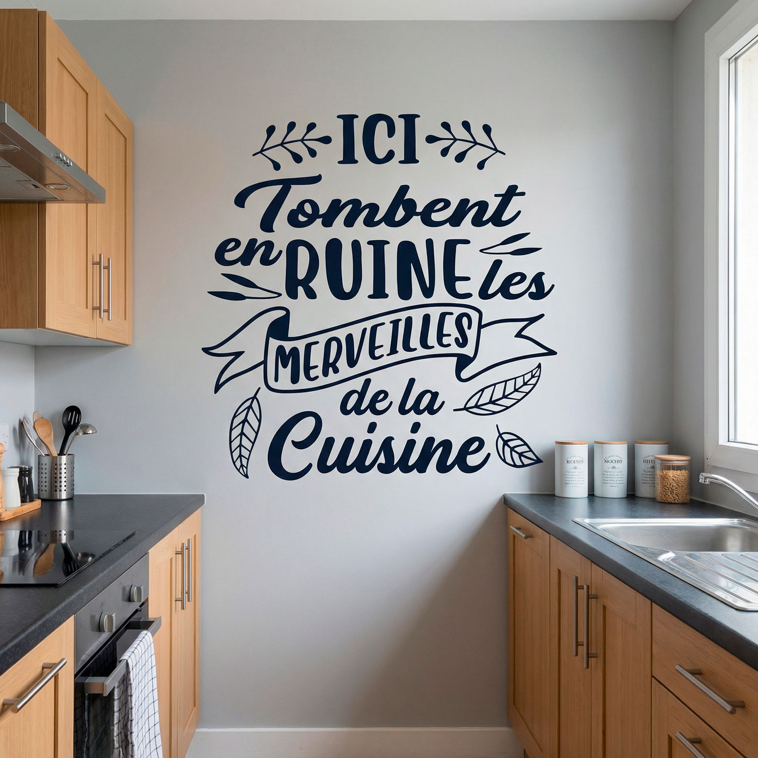 Stickers muraux: Ici Tombent en Ruine les Merveilles de la Cuisine
