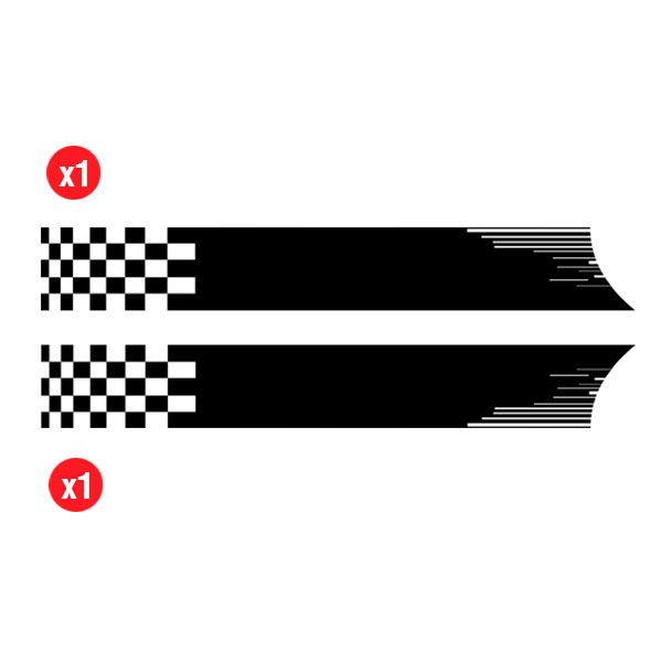 Autocollants: Côtés Vinyle 2x Kit Racing Drapeaux