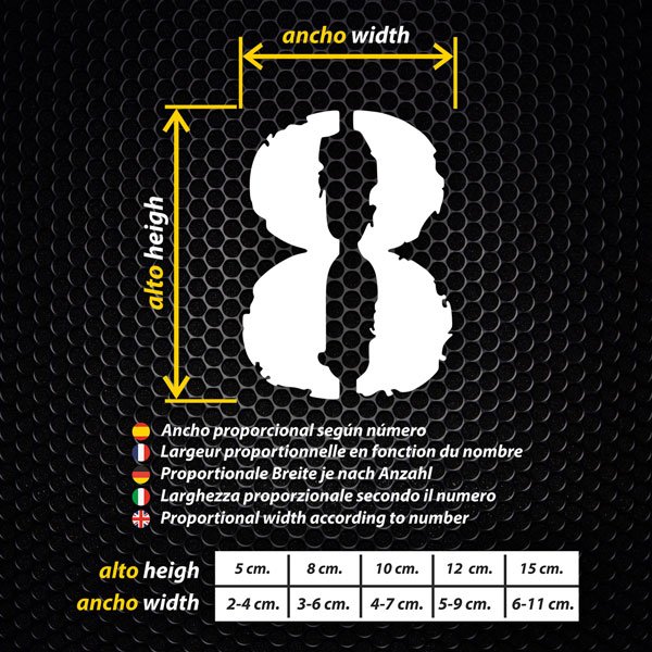 Autocollants: Numéros Stencil Scratch