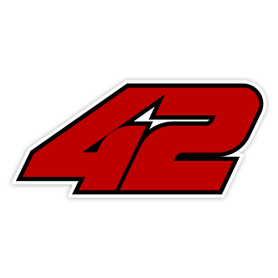 Autocollants: Num&eacute;ro 42 d'&Aacute;lex Rins en Couleurs Rouge et Noir