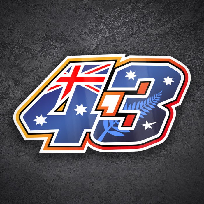 Autocollants: Num&eacute;ro 43 Jack Miller avec Drapeau d'Australie