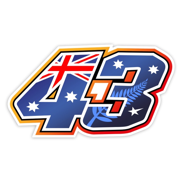 Autocollants: Num&eacute;ro 43 Jack Miller avec Drapeau d'Australie