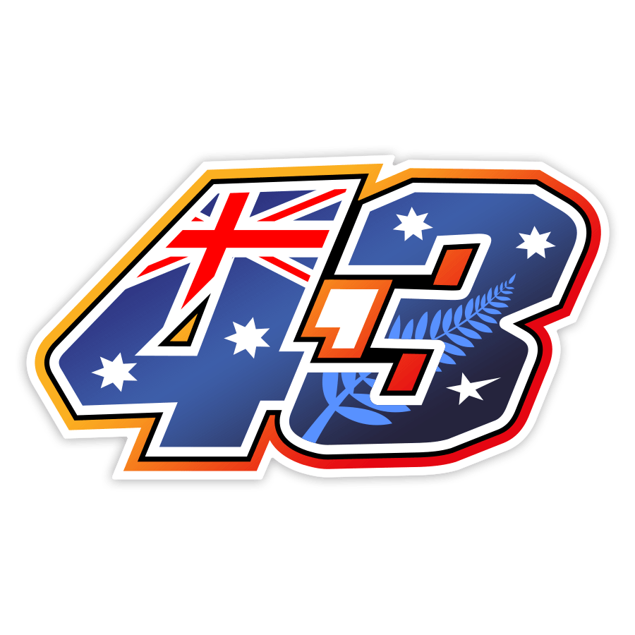 Autocollants: Num&eacute;ro 43 Jack Miller avec Drapeau d'Australie