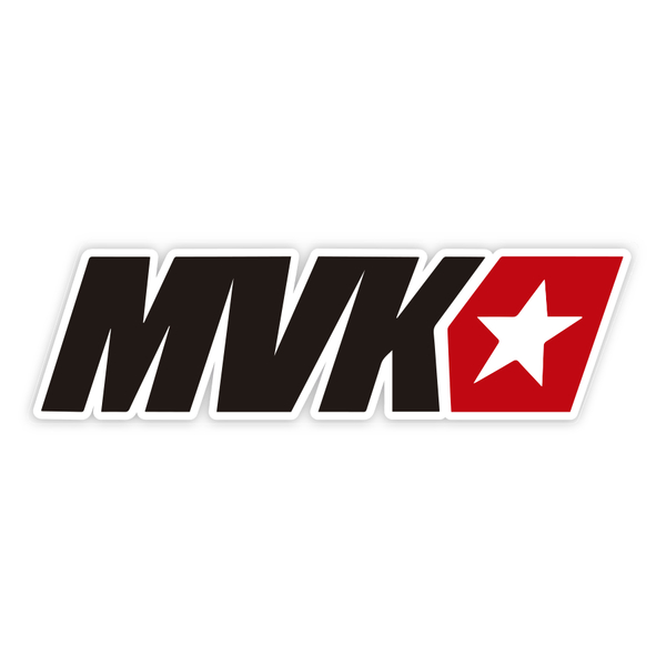 Autocollants: MVK Maverick sur Fond Blanc avec Cadre Rouge
