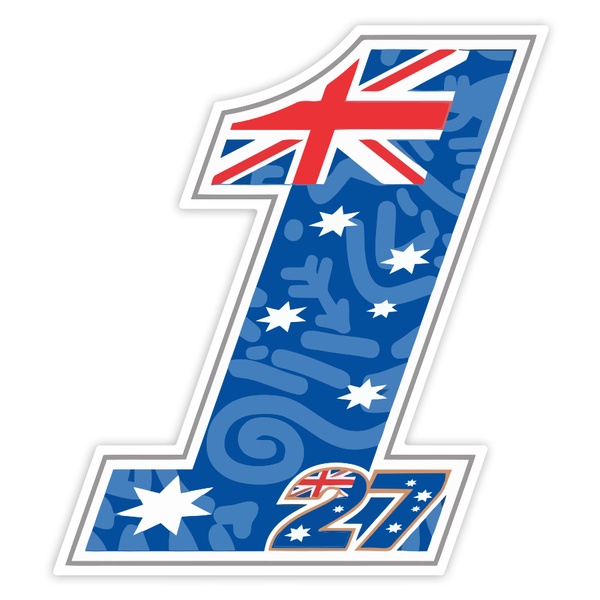 Autocollants: Num&eacute;ro 1 MotoGP Casey Stoner avec Drapeau Australi