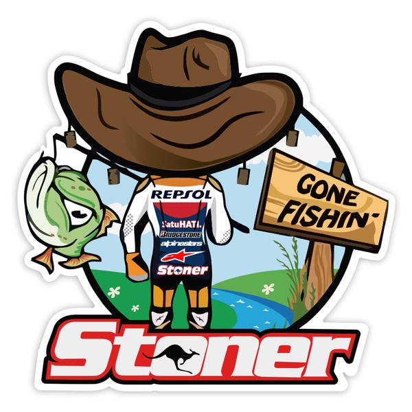 Autocollants: Stoner MotoGP Gone Fishin