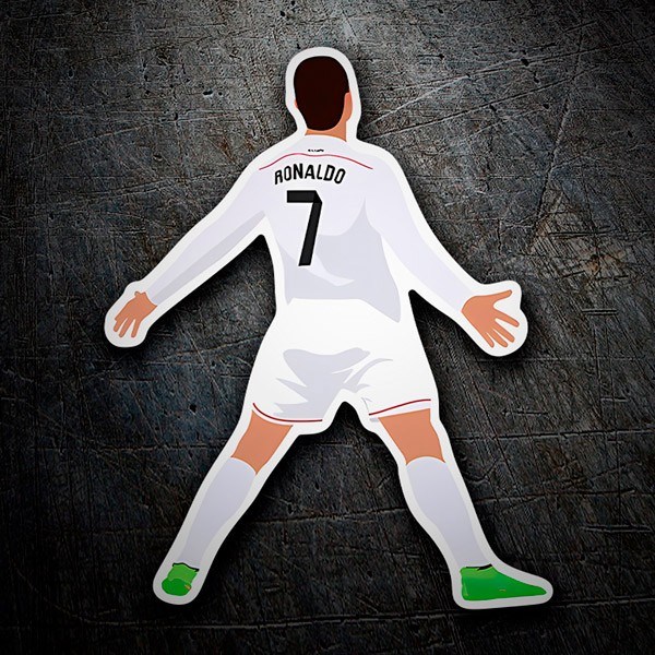 Autocollants: Autocollant Cristiano Ronaldo célébrant avec le ma