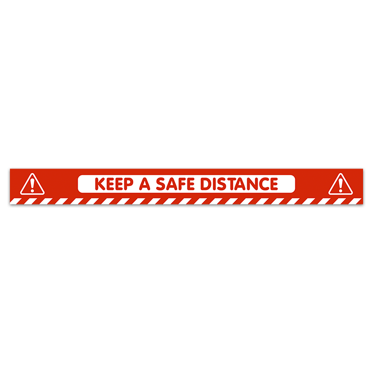 Autocollants: Strip Keep Distance 4 - Anglais en rouge 0