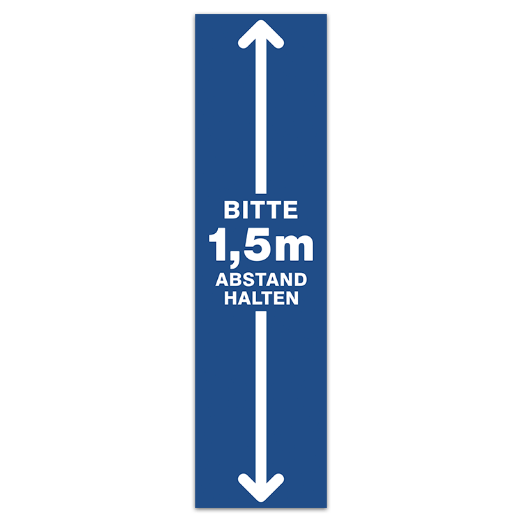 Autocollants: Sticker Sol Gardez 1,5m d Ecart Allemand en bleu 0