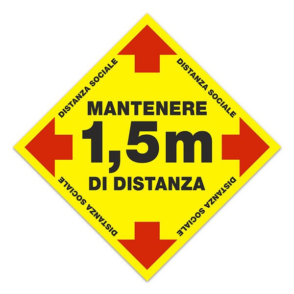 Autocollants: Sticker Sol Gardez 1,5m d Ecart 2 - Italien