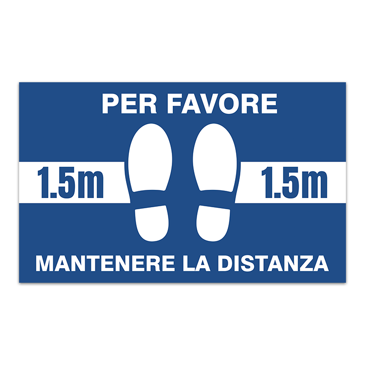 Autocollants: Sticker Sol Gardez 1,5m d Ecart 3 - Italien