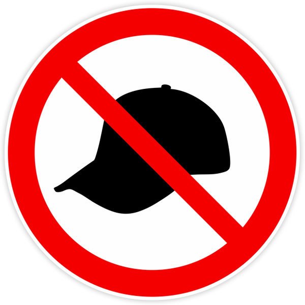 Autocollants: Il est interdit de porter une casquette