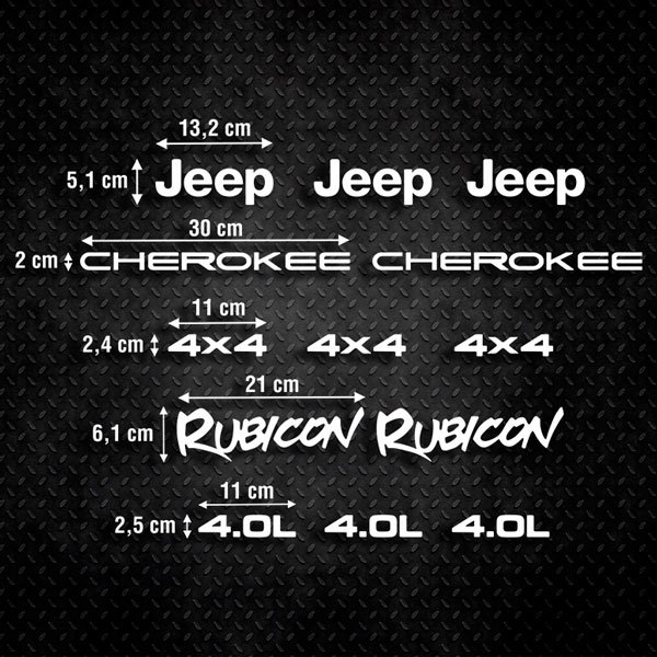 Autocollants: Kit 13X Jeep Cherokee Rubicon