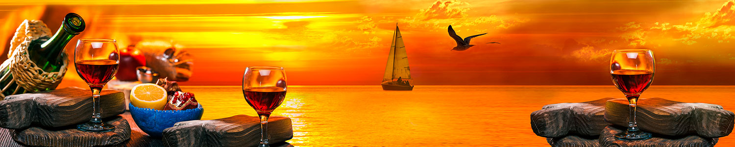 Poster xxl: Sunset on the beach and wine