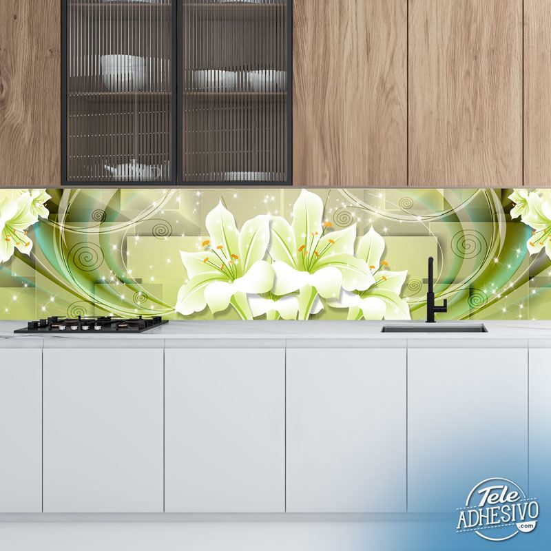 Poster xxl: Composition de fleurs vertes et blanches