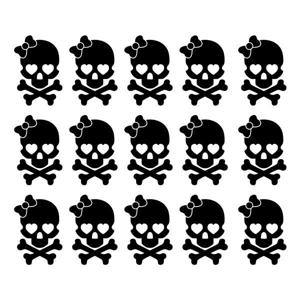 Stickers muraux: Kit 15X crânes avec ruban