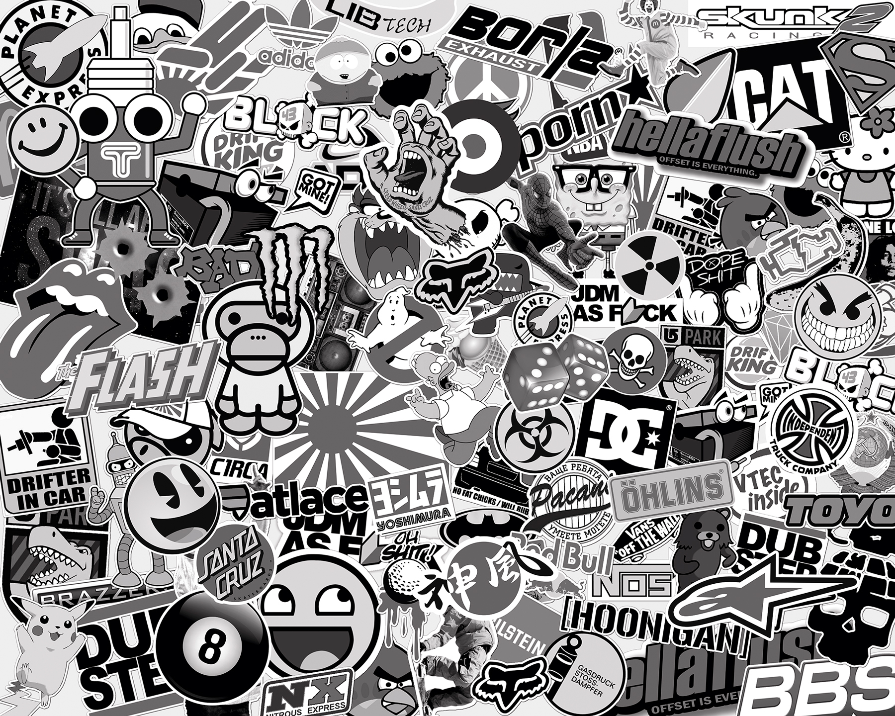 Autocollants: Stickerbomb noir et blanc