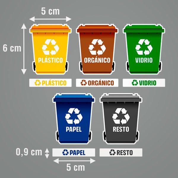 Autocollants: Kit 5X d'autocollants sur le recyclage en espagnol