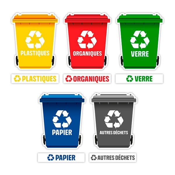 Autocollants: Kit 5X Autocollants Recyclage en français