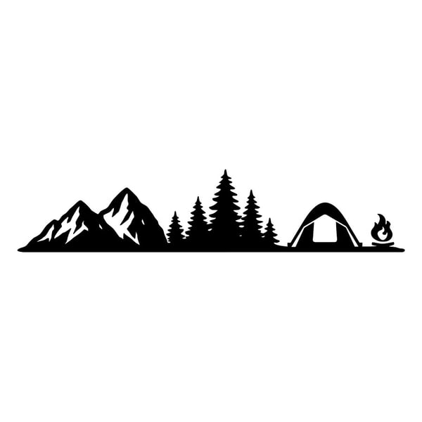 Autocollants: Silhouette Camping en Montagne