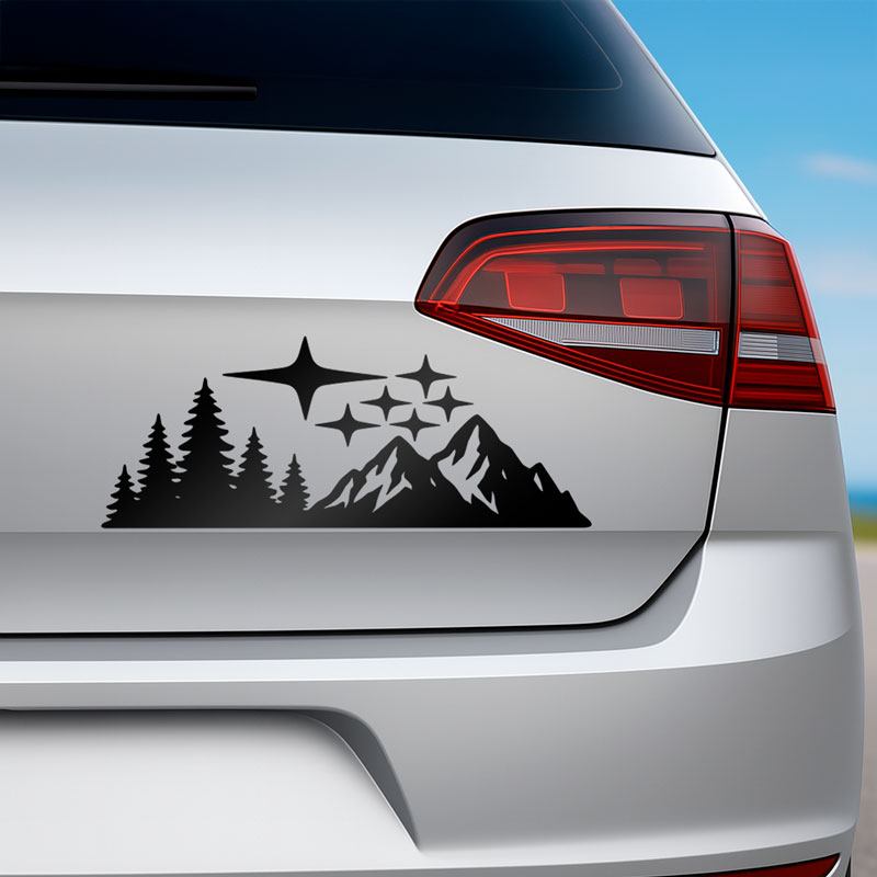 Autocollants: Forêt Montagnes Étoiles Subaru