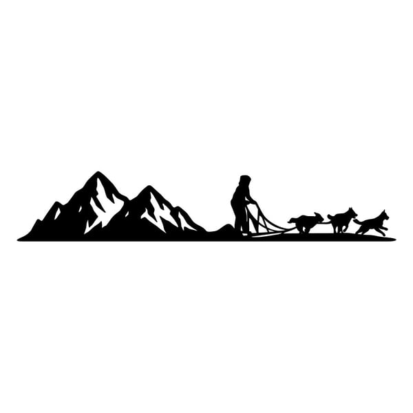 Autocollants: Huskies avec Montagnes Enneigées