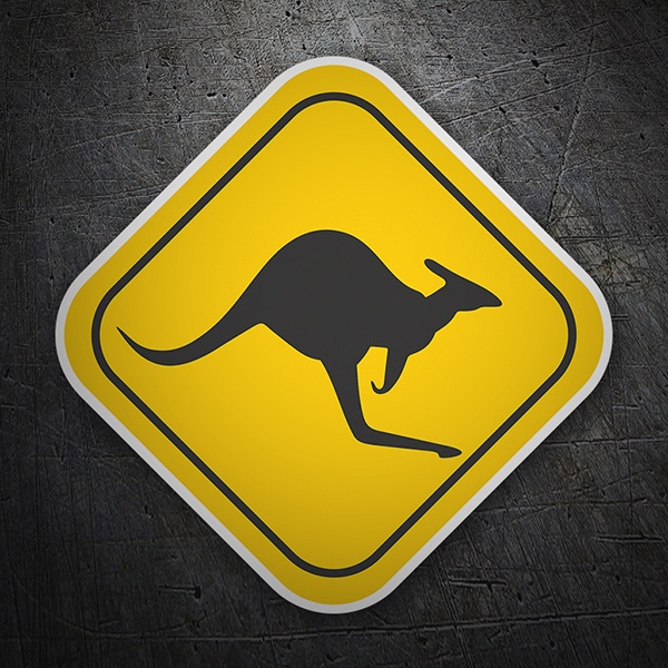 Autocollants: Panneau de danger kangourou