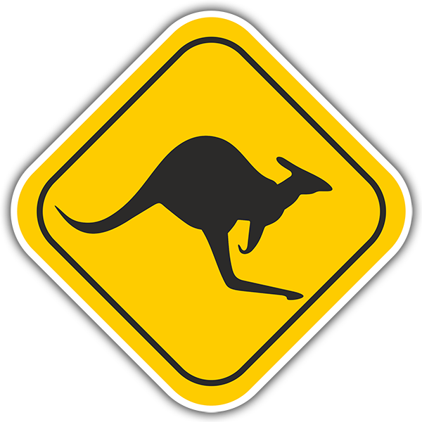 Autocollants: Panneau de danger kangourou