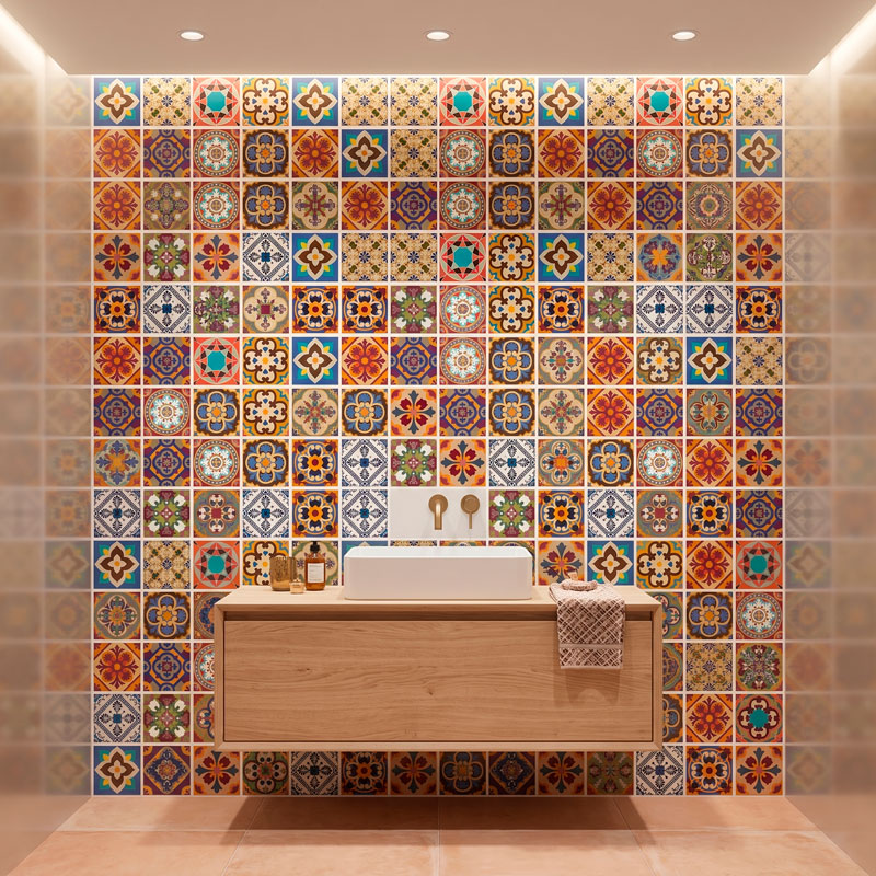 Kit 48 Stickers Carrelage Talavera 7/9