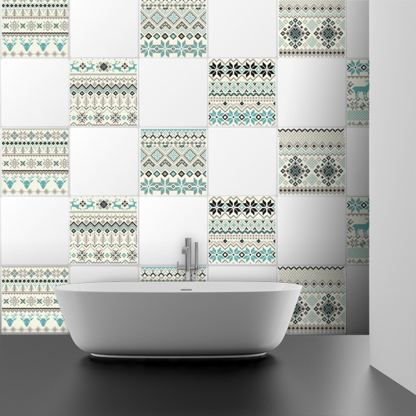 Stickers muraux: Kit 48 carrelage hiver salle de bain