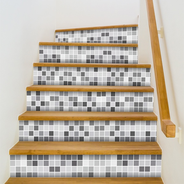 Stickers muraux: Kit 48 stickers pour Carrelage mosaïque grise