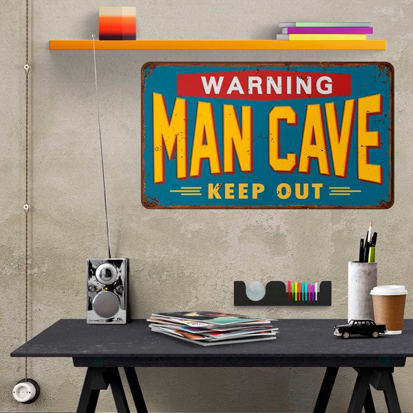 Stickers muraux: Warning Man Cave