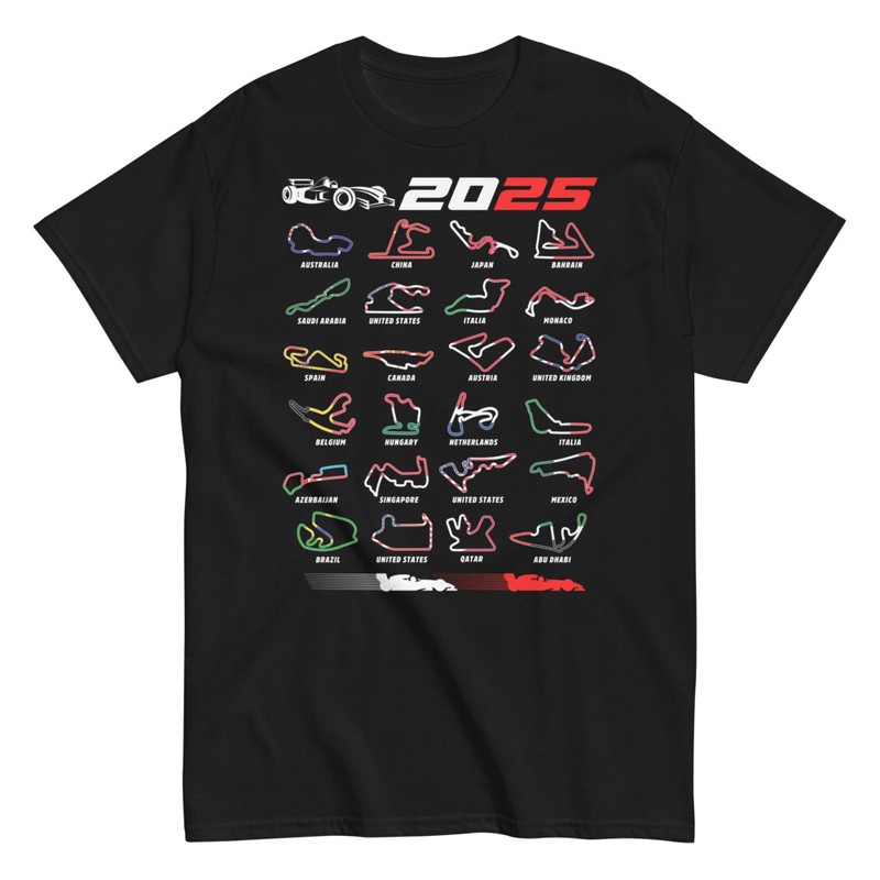 T-shirts: Circuits de Formule 1 Drapeaux 2025