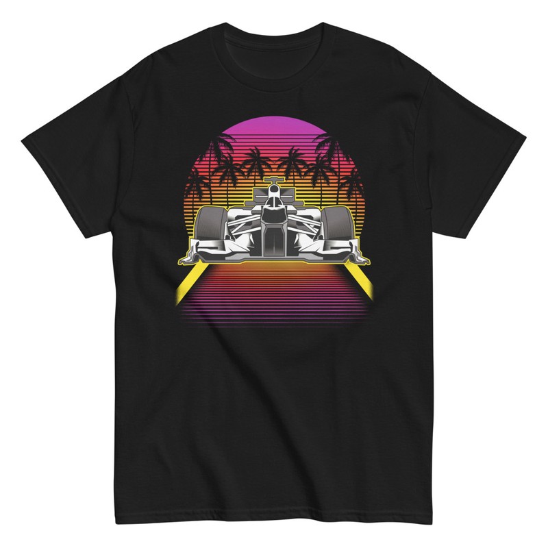 T-shirts: T-shirt Voiture de Formule 1 Vintage avec Coucher 