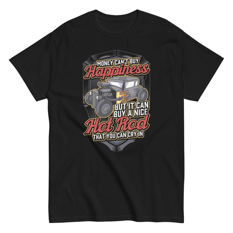 T-shirts: Voiture Classique Hot Rod avec Flammes et Phrase A