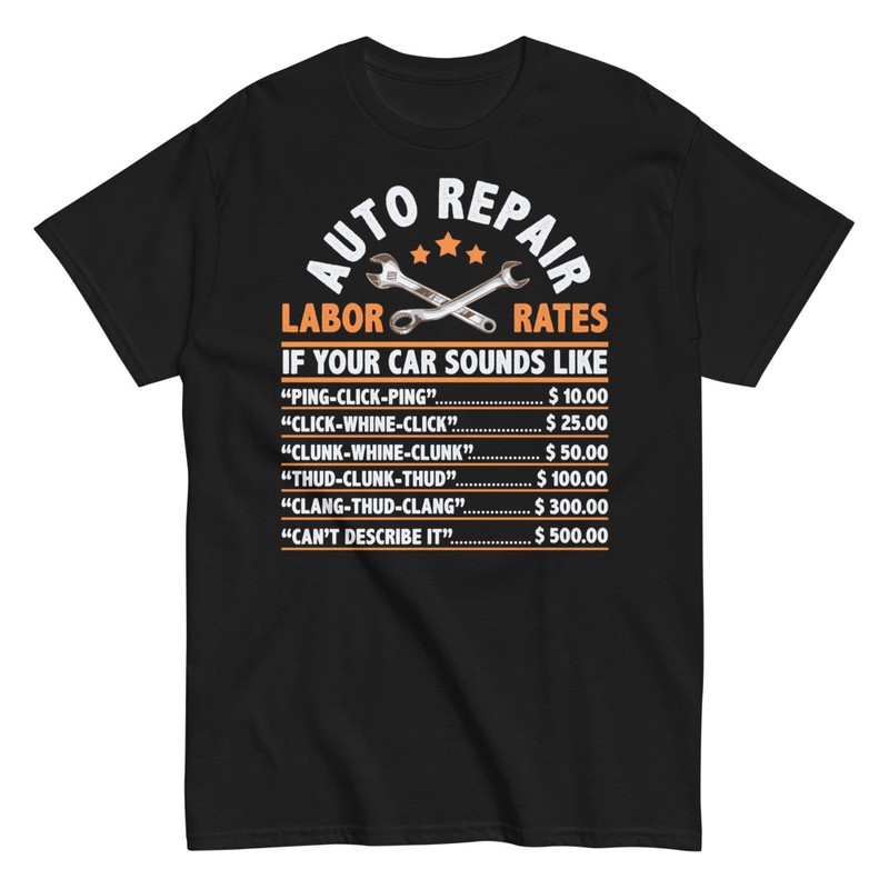 T-shirts: Tarifs de Main-d&oelig;uvre de R&eacute;paration Automobile Si 