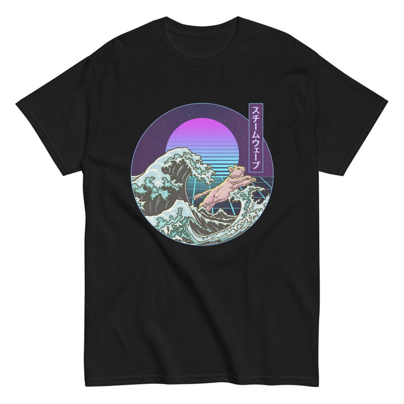 T-shirts: Chat sur Vague Kanagawa Vaporwave