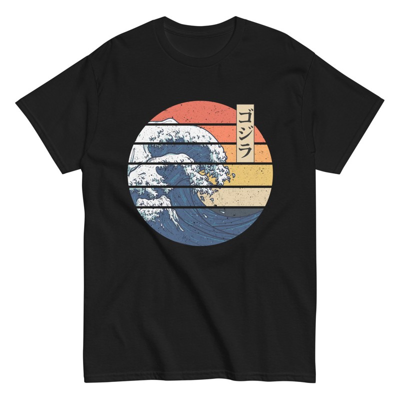 T-shirts: T-shirt Grande Vague de Kanagawa avec Kanji