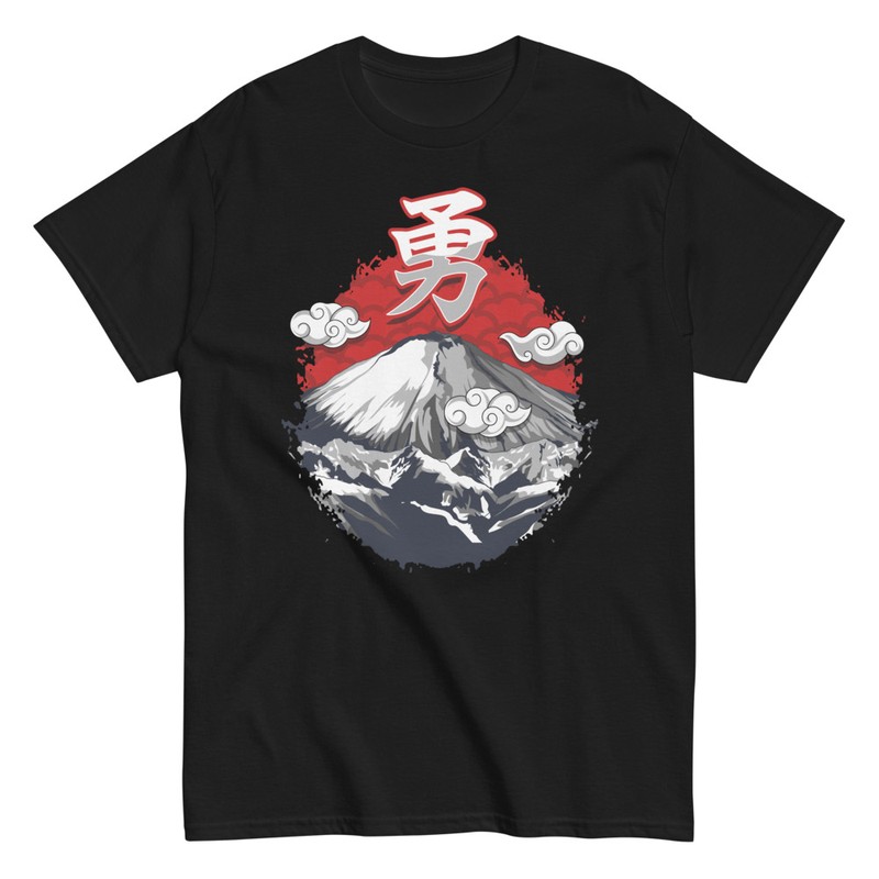 T-shirts: T-shirt Mont Fuji avec Kanji et Nuages