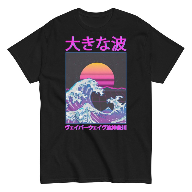 T-shirts: T-shirt esthétique Vaporwave avec La Grande Vague 