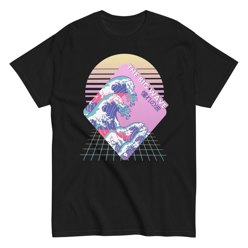 T-shirts: T-shirt Vaporwave La Grande Vague Style Vintage An