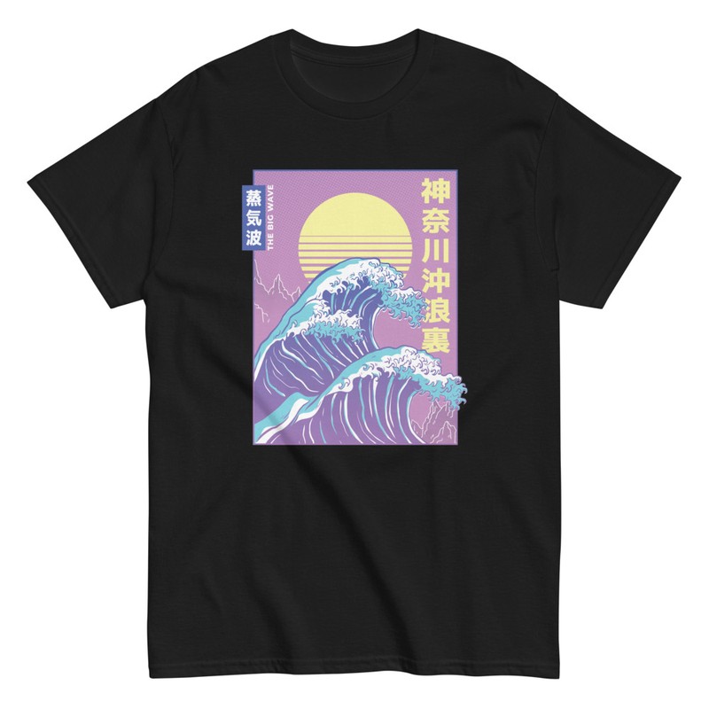 T-shirts: T-shirt Esthétique Vaporwave Grande Vague Kanagawa