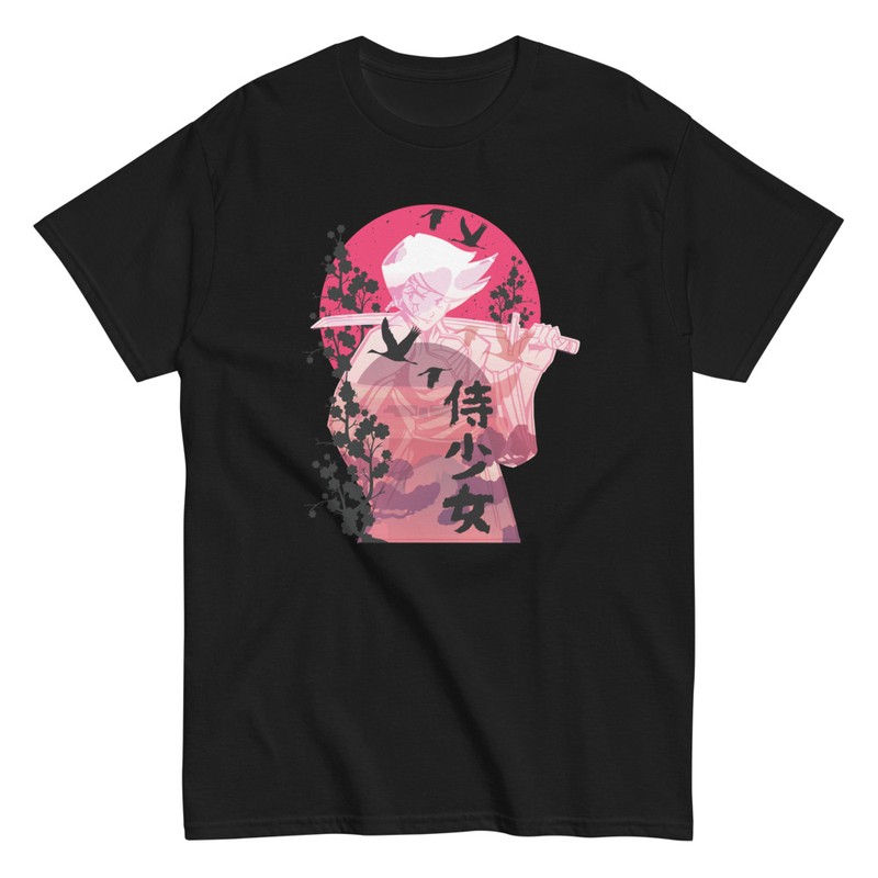 T-shirts: T-shirt Anime avec Katana et Cerisier Japonais
