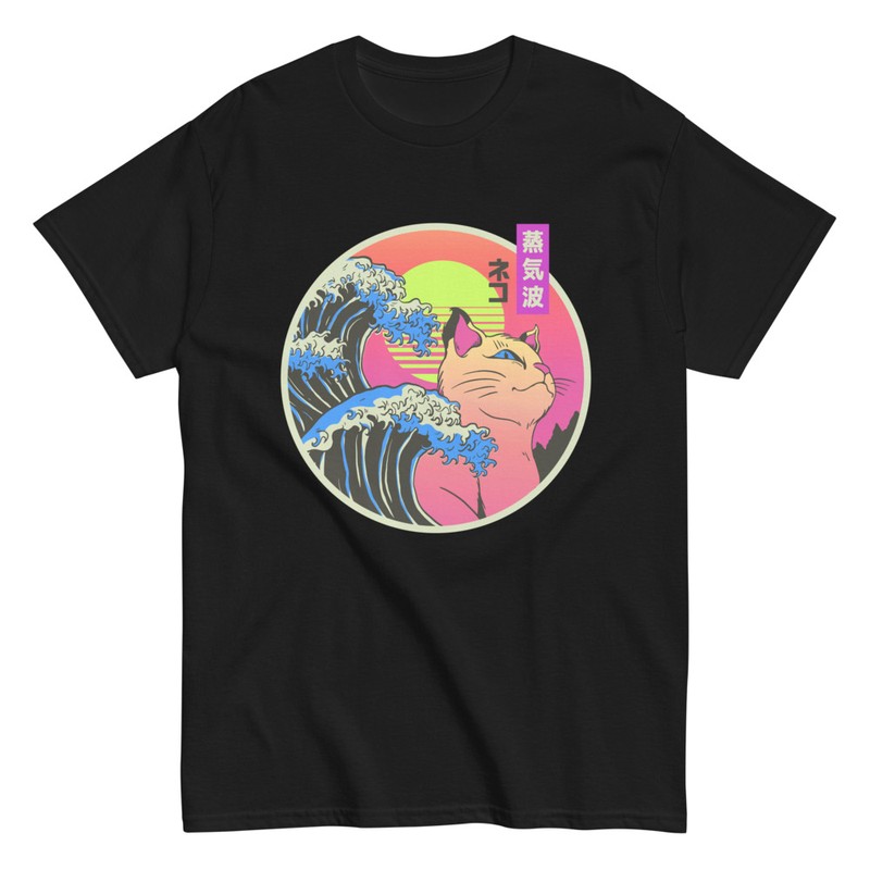 T-shirts: T-shirt avec Vague de Kanagawa et Chaton
