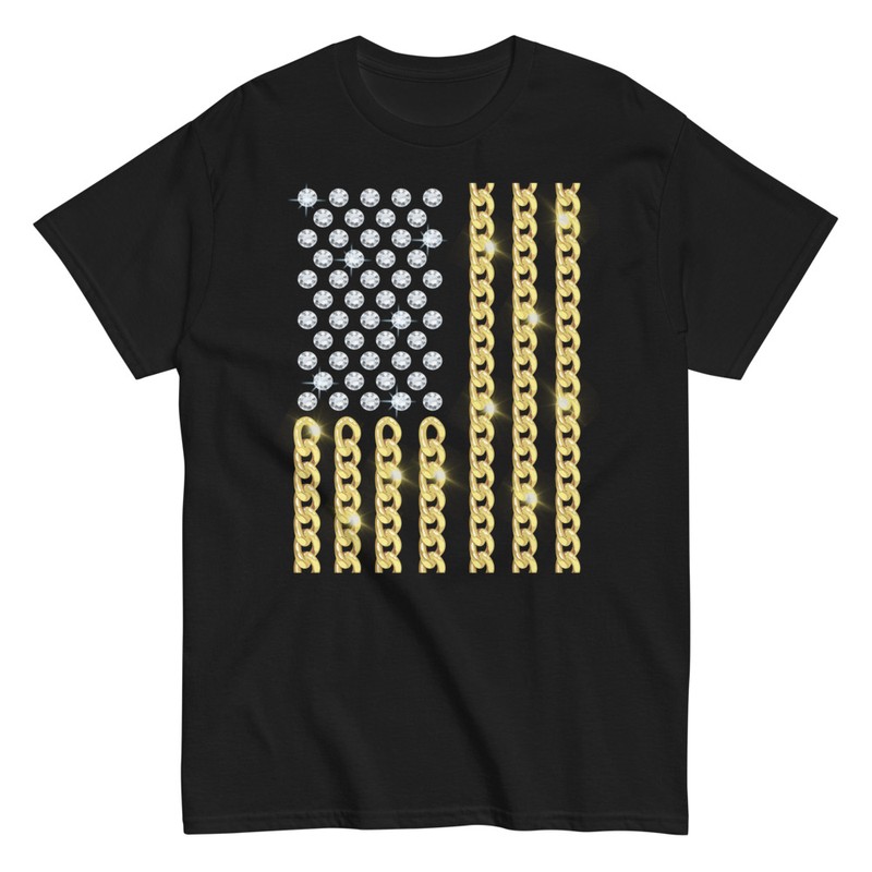 T-shirts: Drapeau USA Diamants et Chaînes