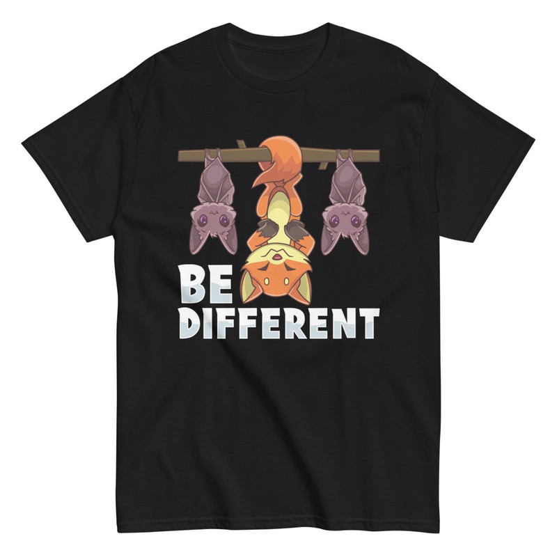T-shirts: T-shirt Be Different avec renard et chauves-souris